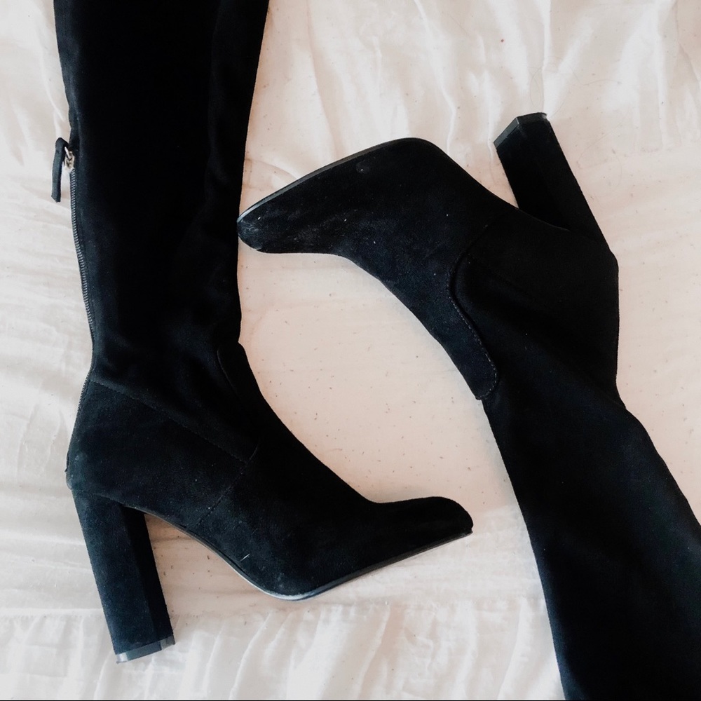 Steve Madden Black Suede Over the Knee Boots